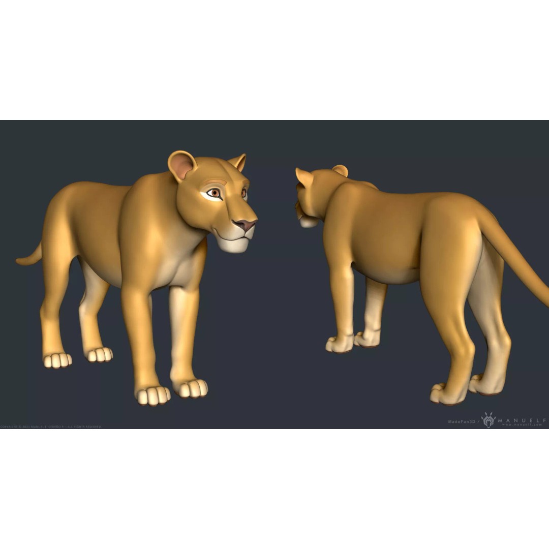 Stylized Cartoon Lion 3D Model – Cute Character, PBR Textures, FBX & OBJ - View 7