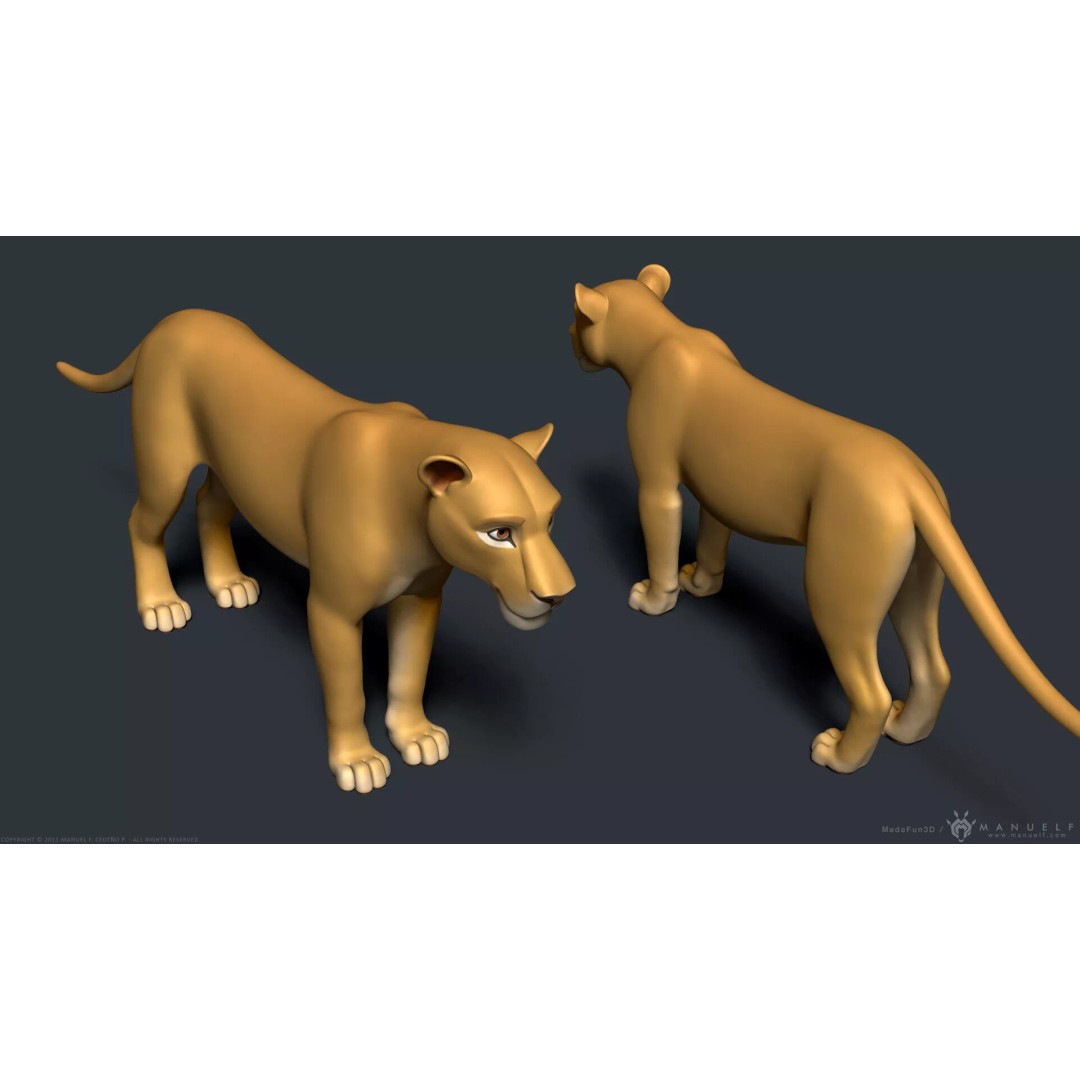 Stylized Cartoon Lion 3D Model – Cute Character, PBR Textures, FBX & OBJ - View 8