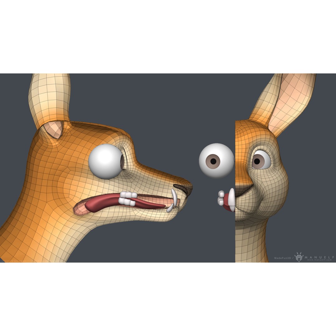Stylized Cartoon Kangaroo 3D Model – High Poly Game Asset, FBX & OBJ - View 11