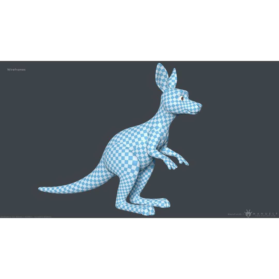 Stylized Cartoon Kangaroo 3D Model – High Poly Game Asset, FBX & OBJ - View 14