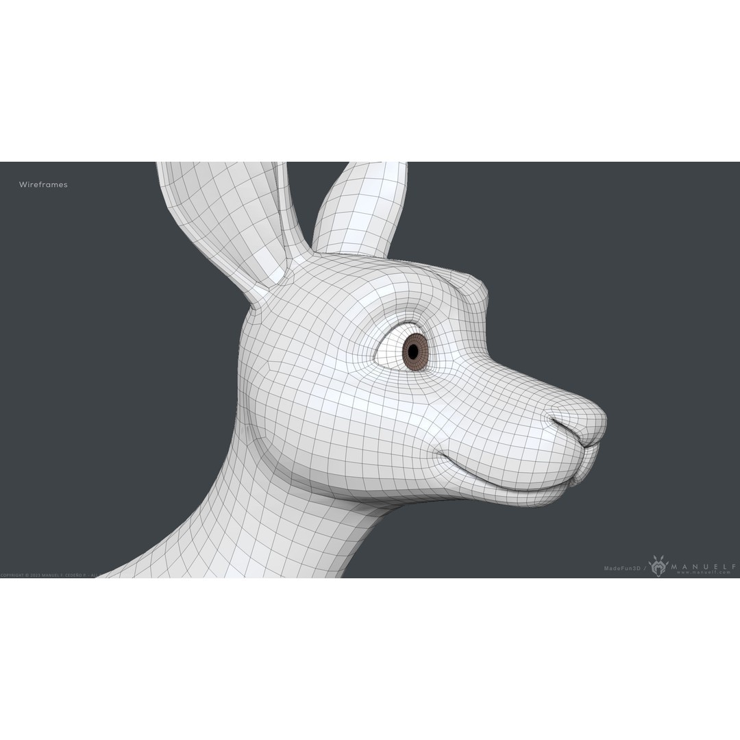 Stylized Cartoon Kangaroo 3D Model – High Poly Game Asset, FBX & OBJ - View 16
