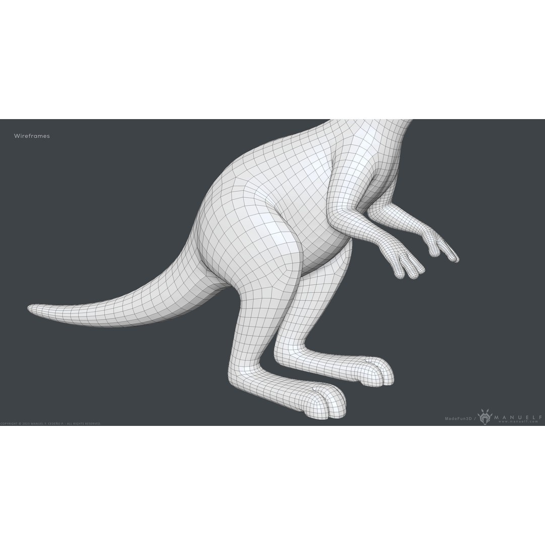 Stylized Cartoon Kangaroo 3D Model – High Poly Game Asset, FBX & OBJ - View 17