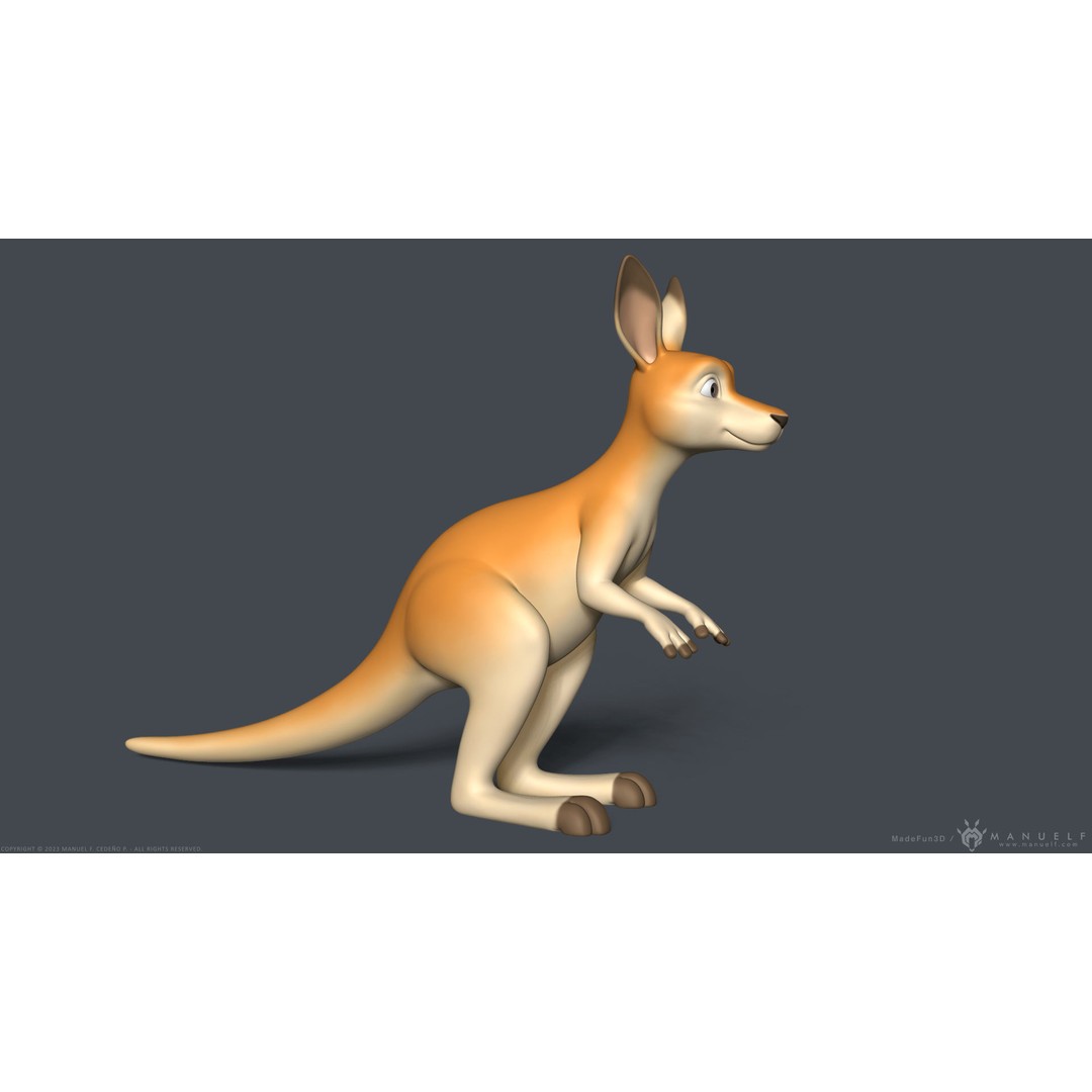 Stylized Cartoon Kangaroo 3D Model – High Poly Game Asset, FBX & OBJ - View 8