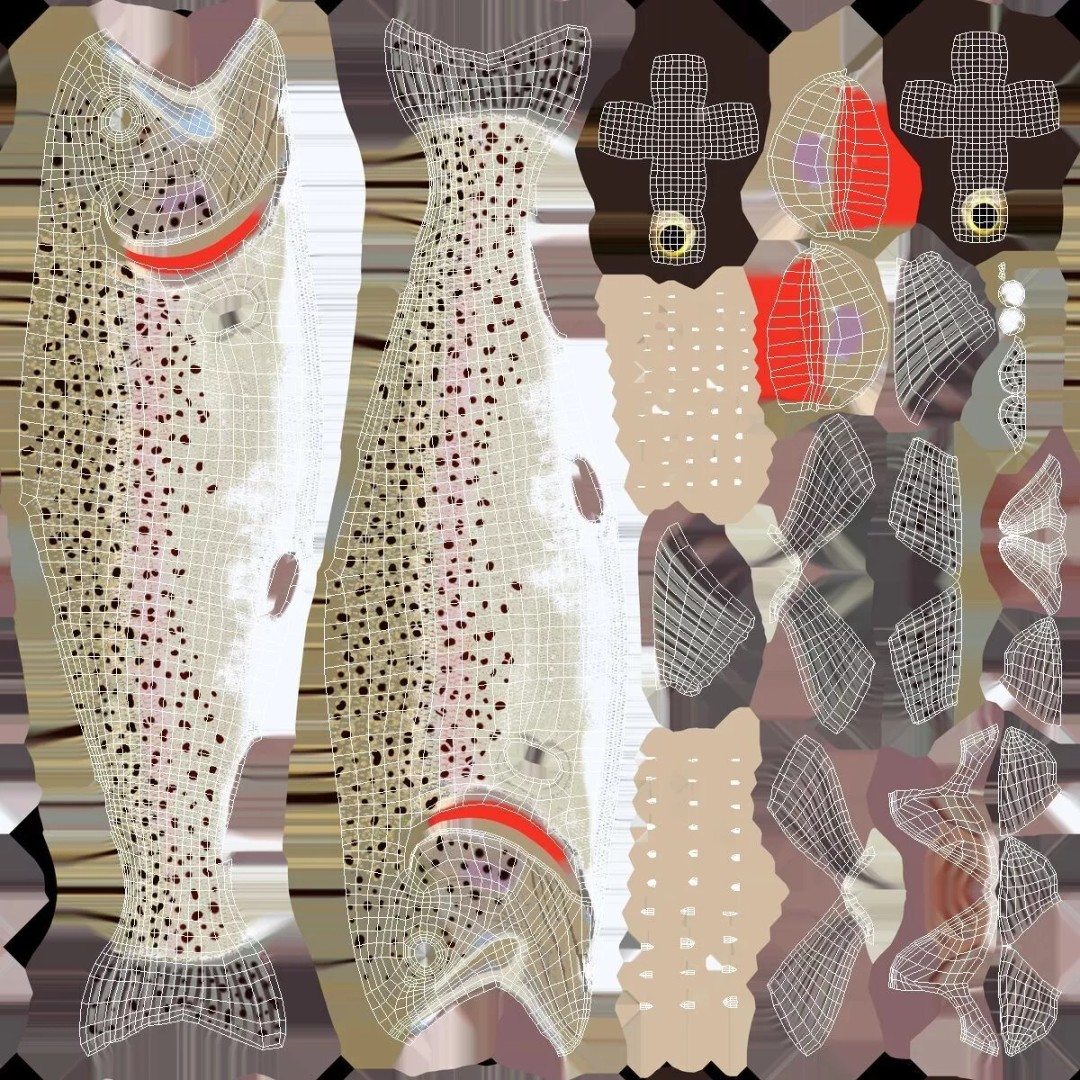 Silvery Rainbow Trout 3D Model – Rigged PBR Asset for Animation - View 13