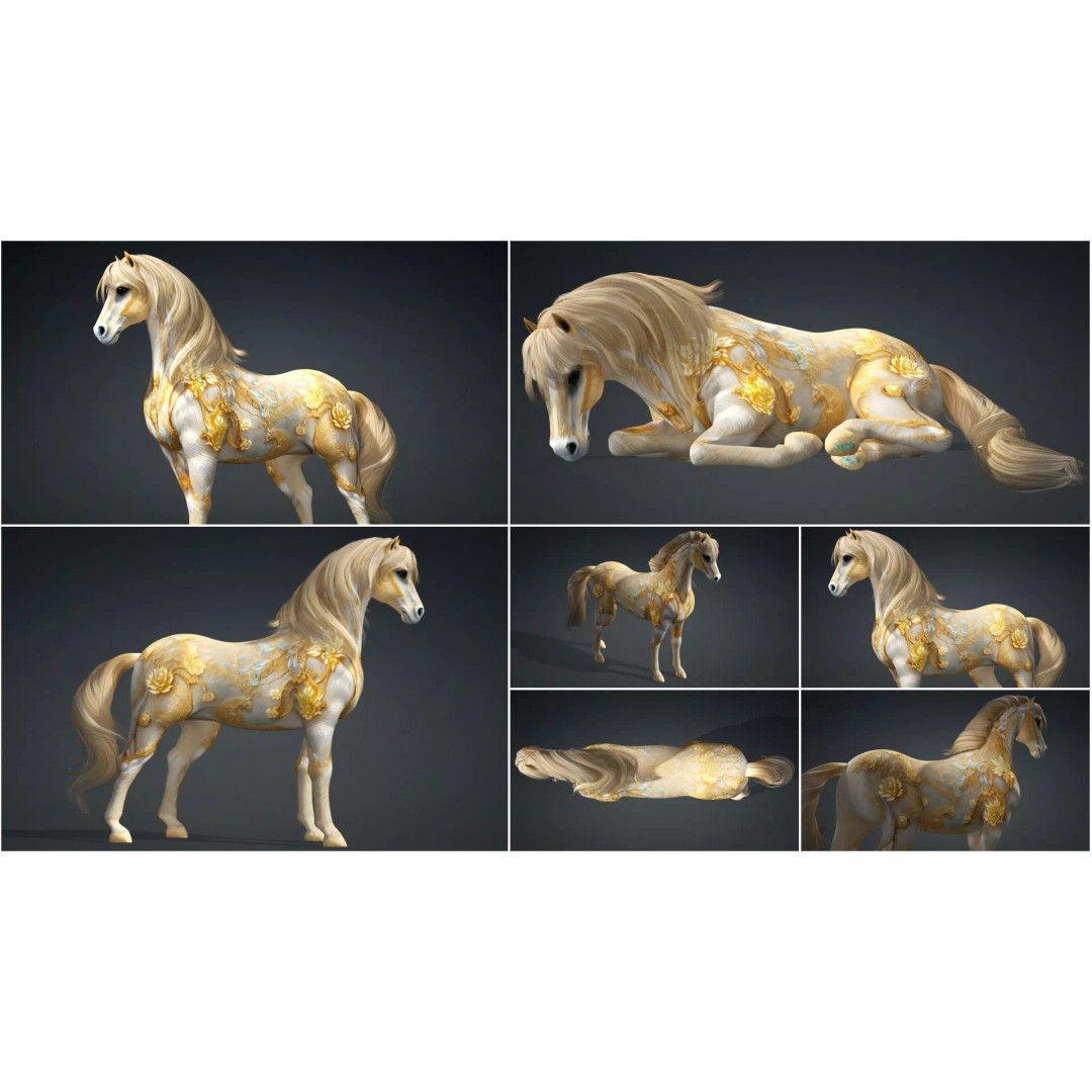 Pack of 10 Horse 3D Models – Rigged Animated Assets, FBX & Blender - View 12