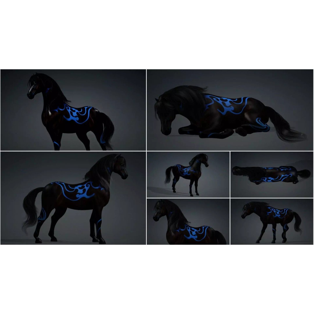 Pack of 10 Horse 3D Models – Rigged Animated Assets, FBX & Blender - View 14