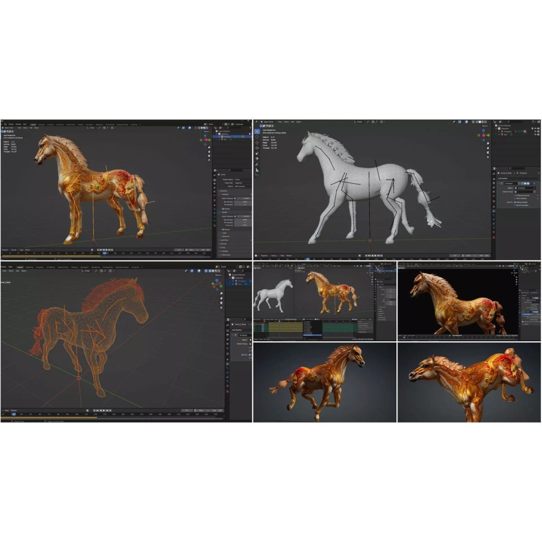 Pack of 10 Horse 3D Models – Rigged Animated Assets, FBX & Blender - View 19