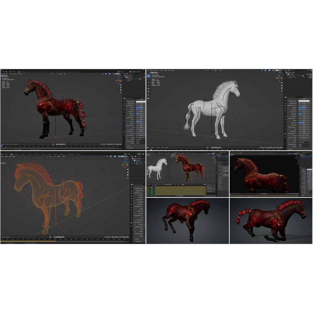 Pack of 10 Horse 3D Models – Rigged Animated Assets, FBX & Blender - View 25