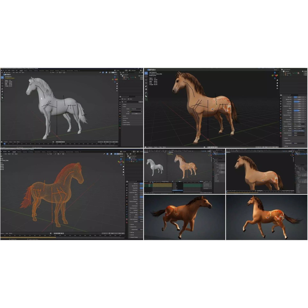 Pack of 10 Horse 3D Models – Rigged Animated Assets, FBX & Blender - View 37