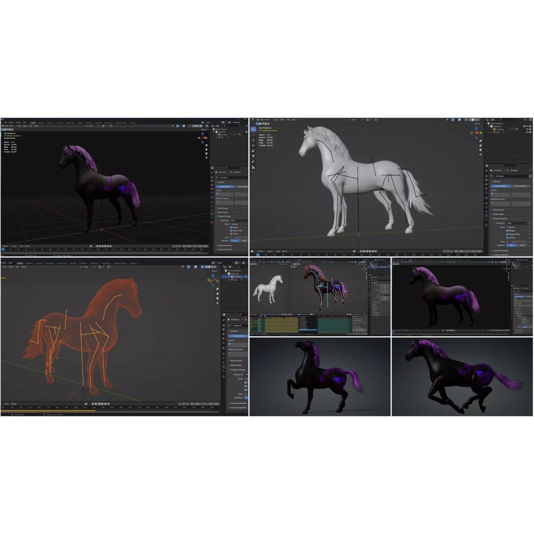 Pack of 10 Horse 3D Models – Rigged Animated Assets, FBX & Blender - View 39