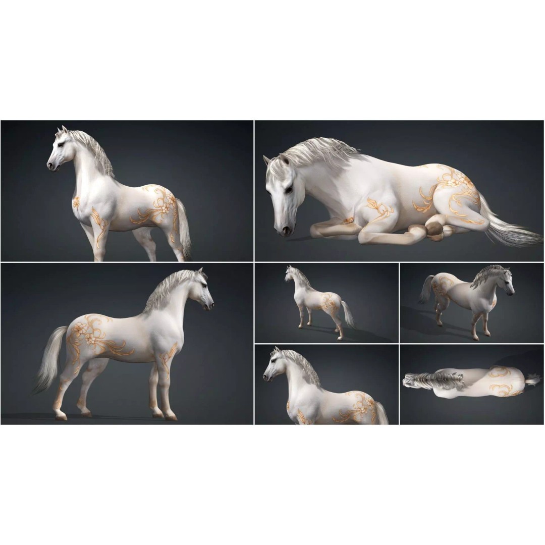 Pack of 10 Horse 3D Models – Rigged Animated Assets, FBX & Blender - View 6