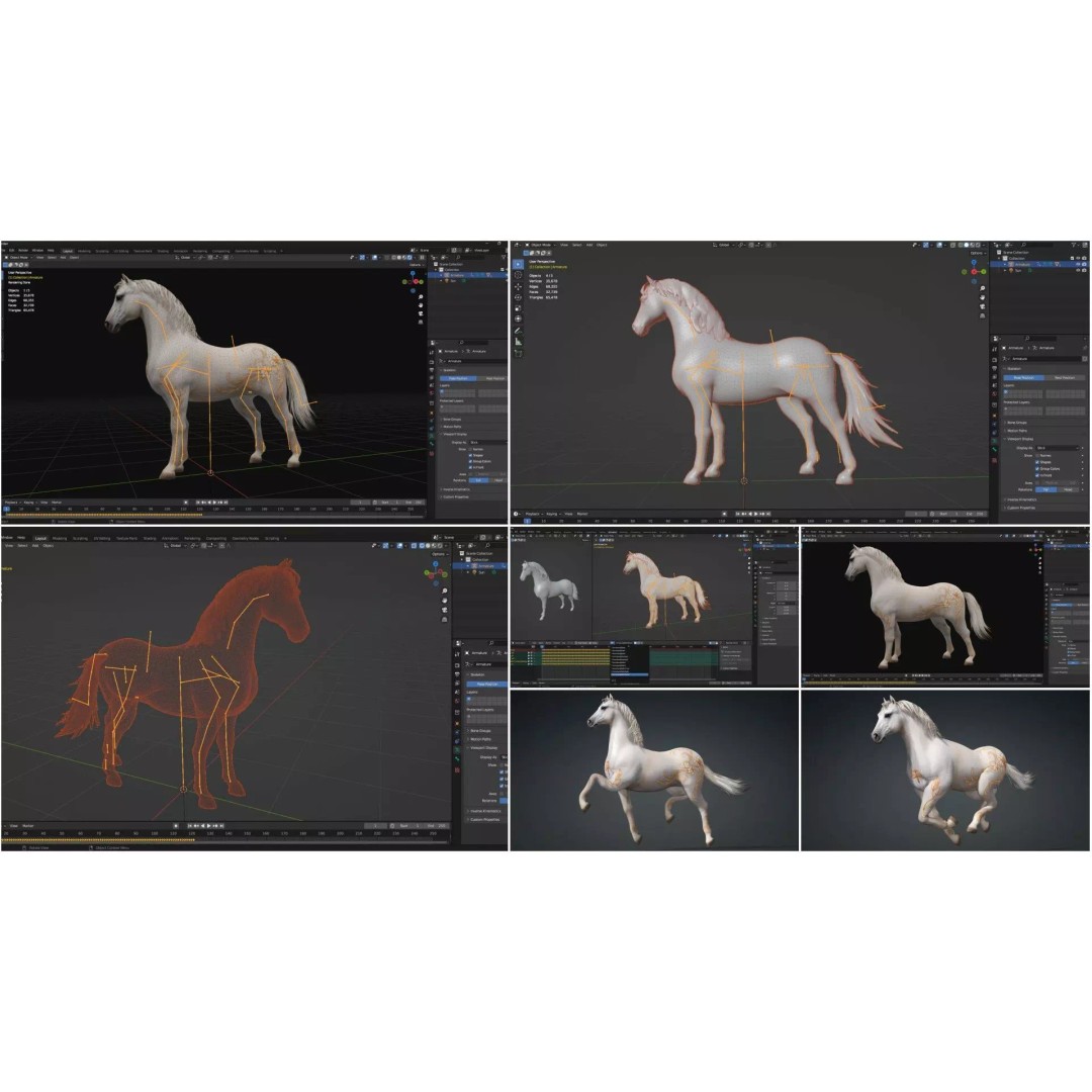 Pack of 10 Horse 3D Models – Rigged Animated Assets, FBX & Blender - View 7