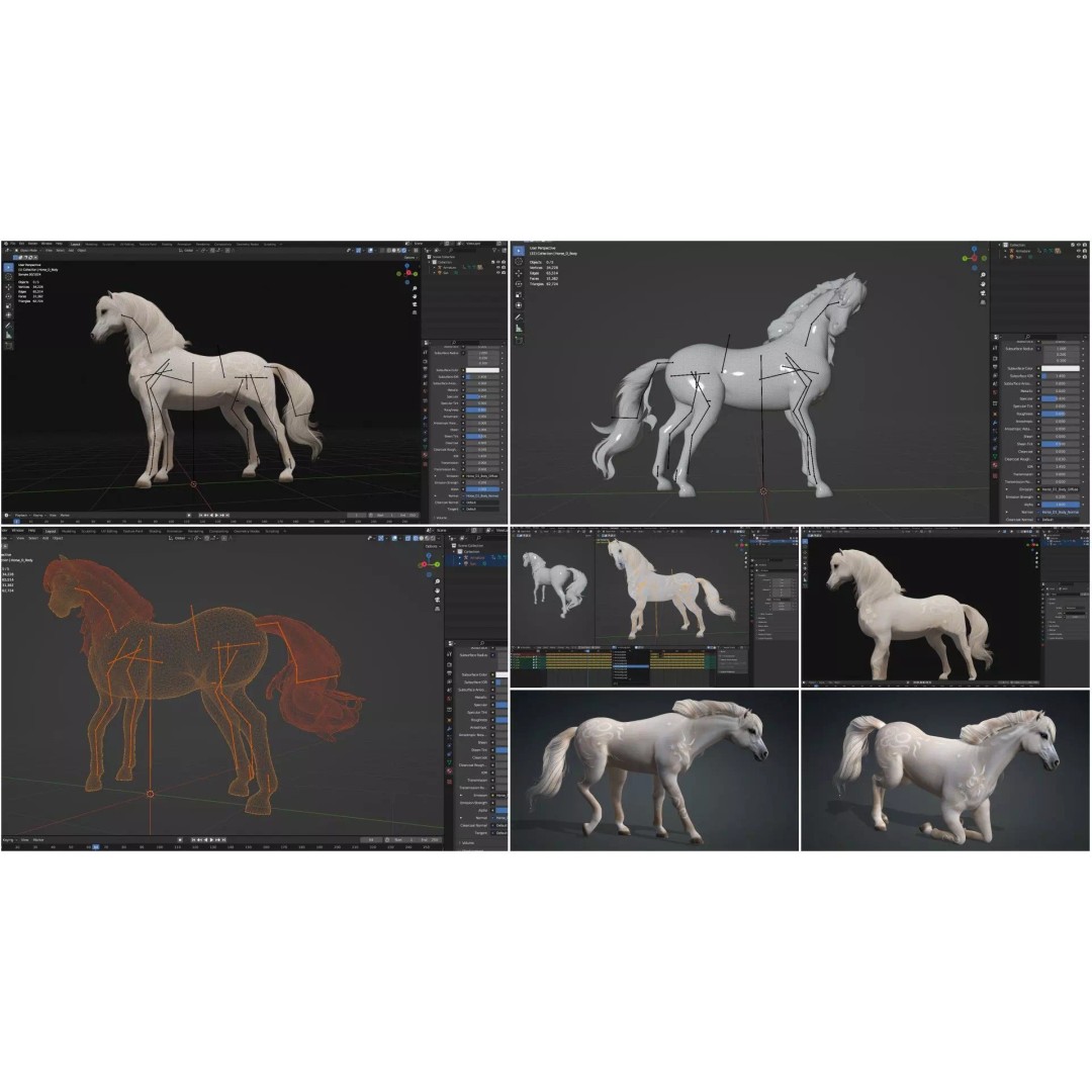 Pack of 10 Horse 3D Models – Rigged Animated Assets, FBX & Blender - View 9