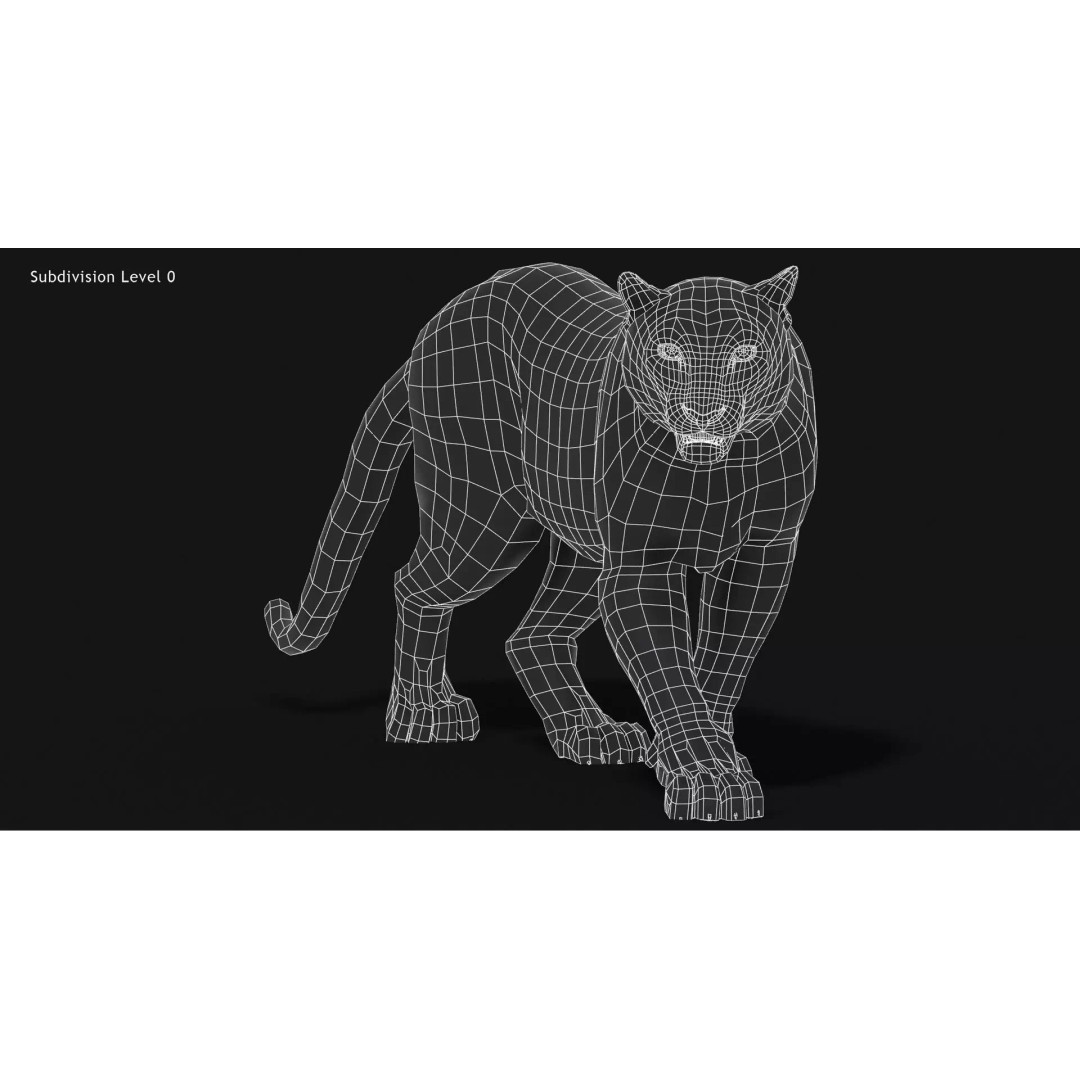 Animated Snow Leopard 3D Model – Low Poly Rigged Asset with PBR Textures - View 17