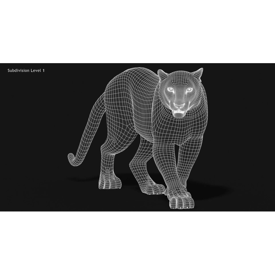 Animated Snow Leopard 3D Model – Low Poly Rigged Asset with PBR Textures - View 18