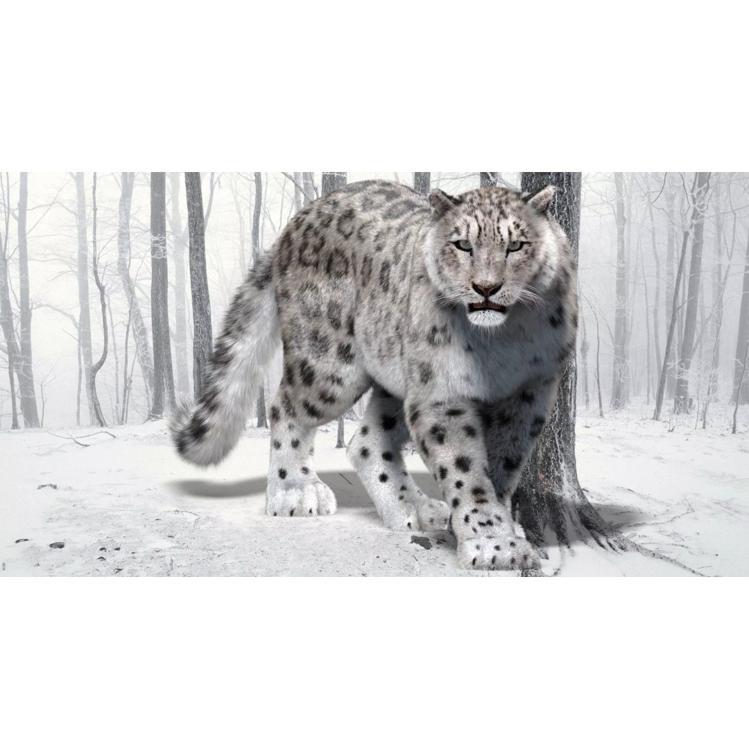 Animated Snow Leopard 3D Model – Low Poly Rigged Asset with PBR Textures - View 3