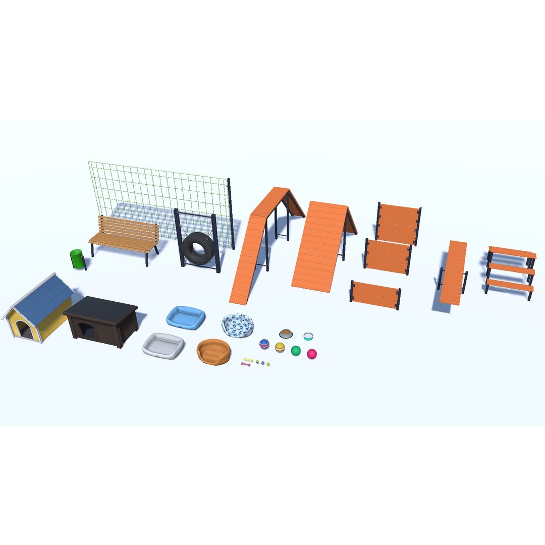 Cartoon Dogs Pack 3D Model – Low Poly Game Asset, FBX, Blender - View 13