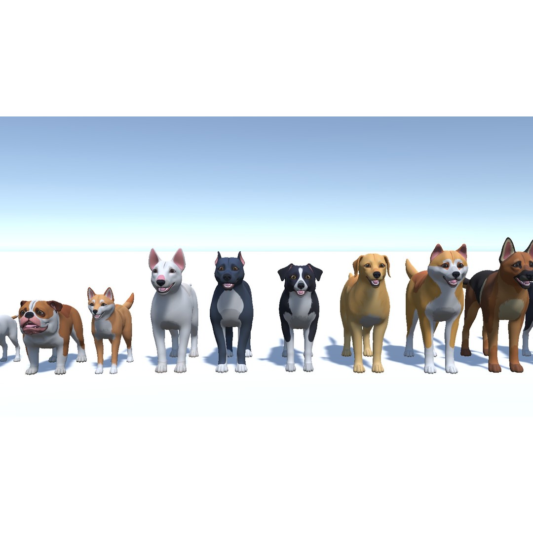 Cartoon Dogs Pack 3D Model – Low Poly Game Asset, FBX, Blender - View 6