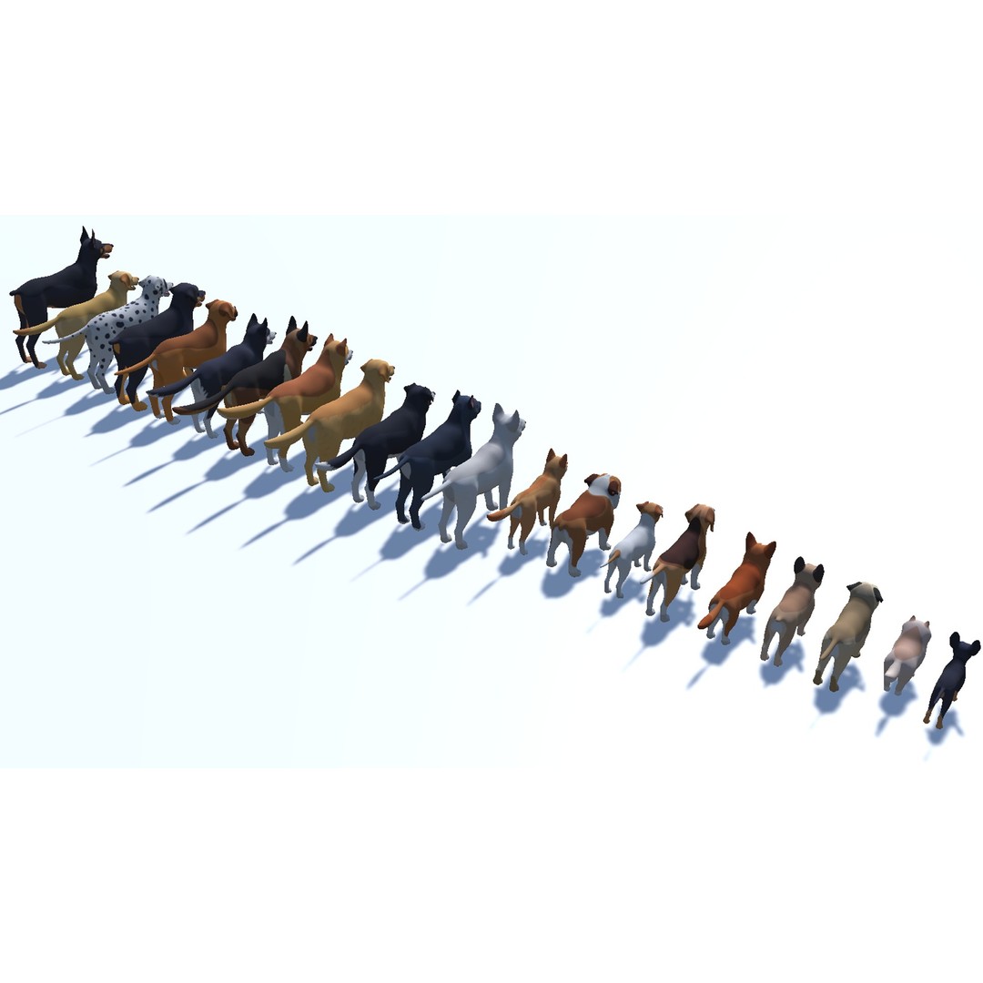 Cartoon Dogs Pack 3D Model – Low Poly Game Asset, FBX, Blender - View 8