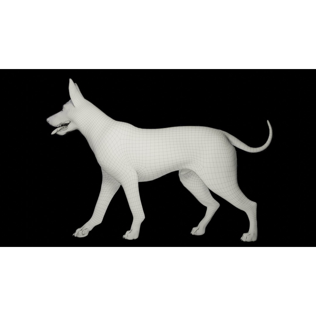 Fur White Dog 3D Model – Rigged Low Poly Animal Asset, Blender