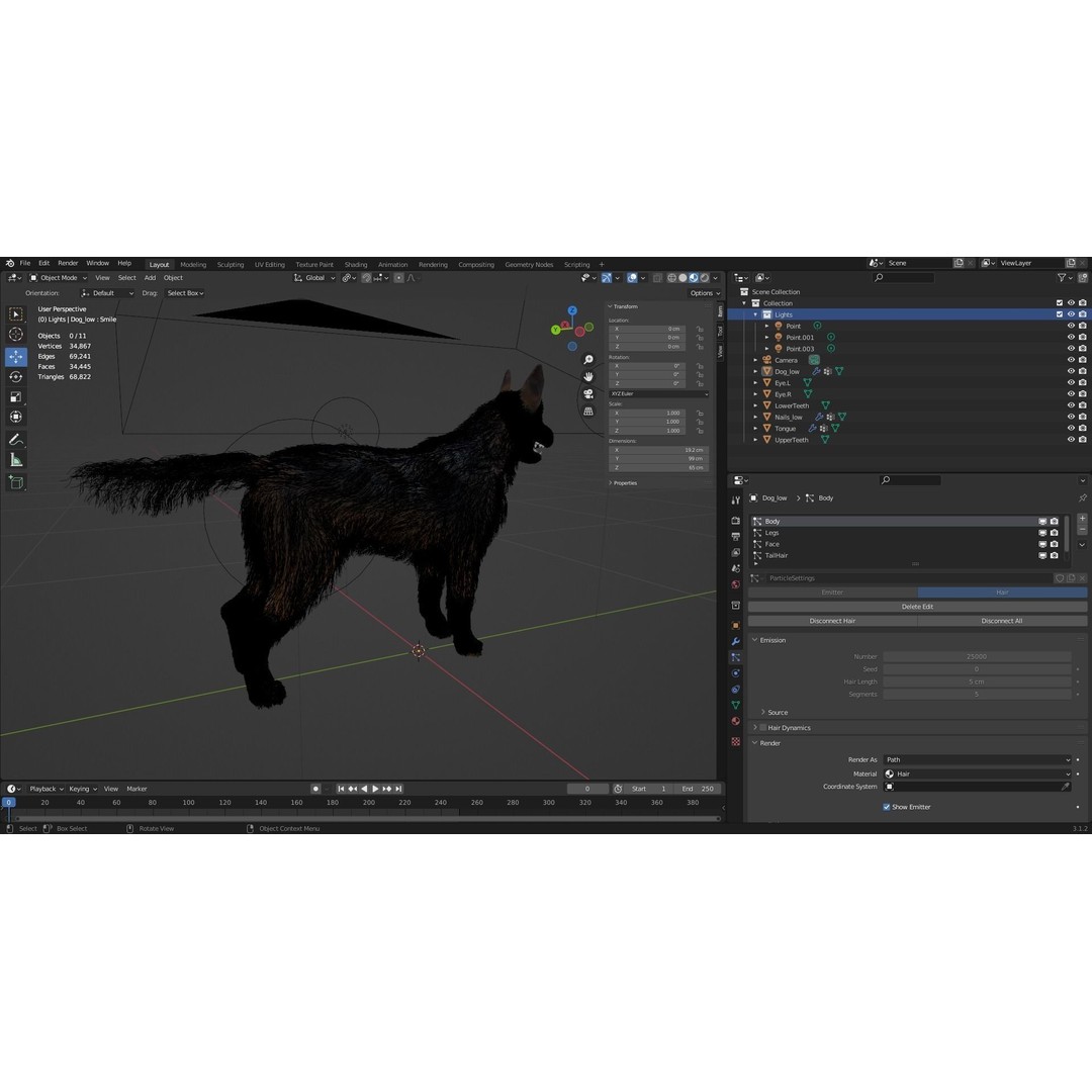 Fur White Dog 3D Model – Rigged Low Poly Animal Asset, Blender - View 15