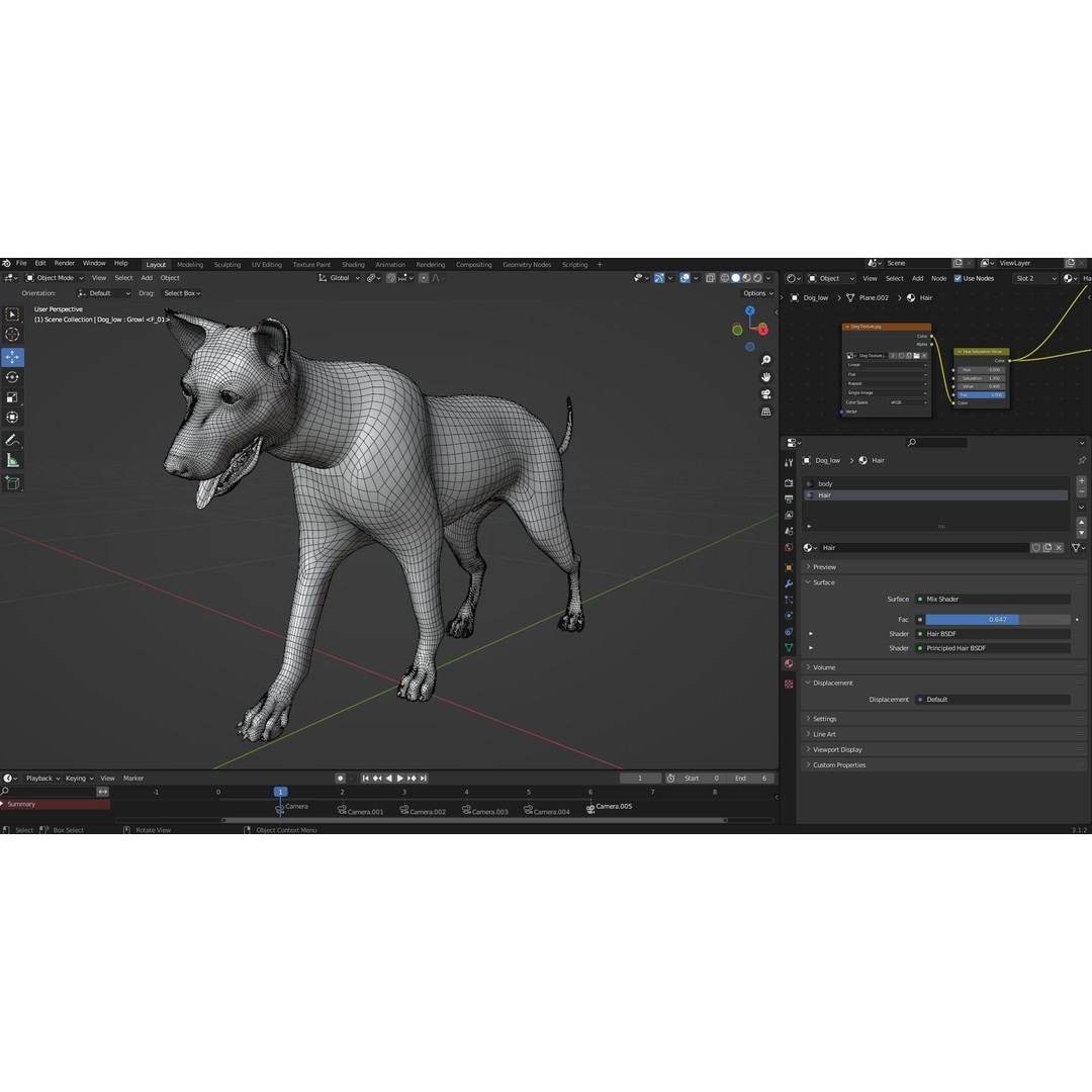 Fur White Dog 3D Model – Rigged Low Poly Animal Asset, Blender - View 16