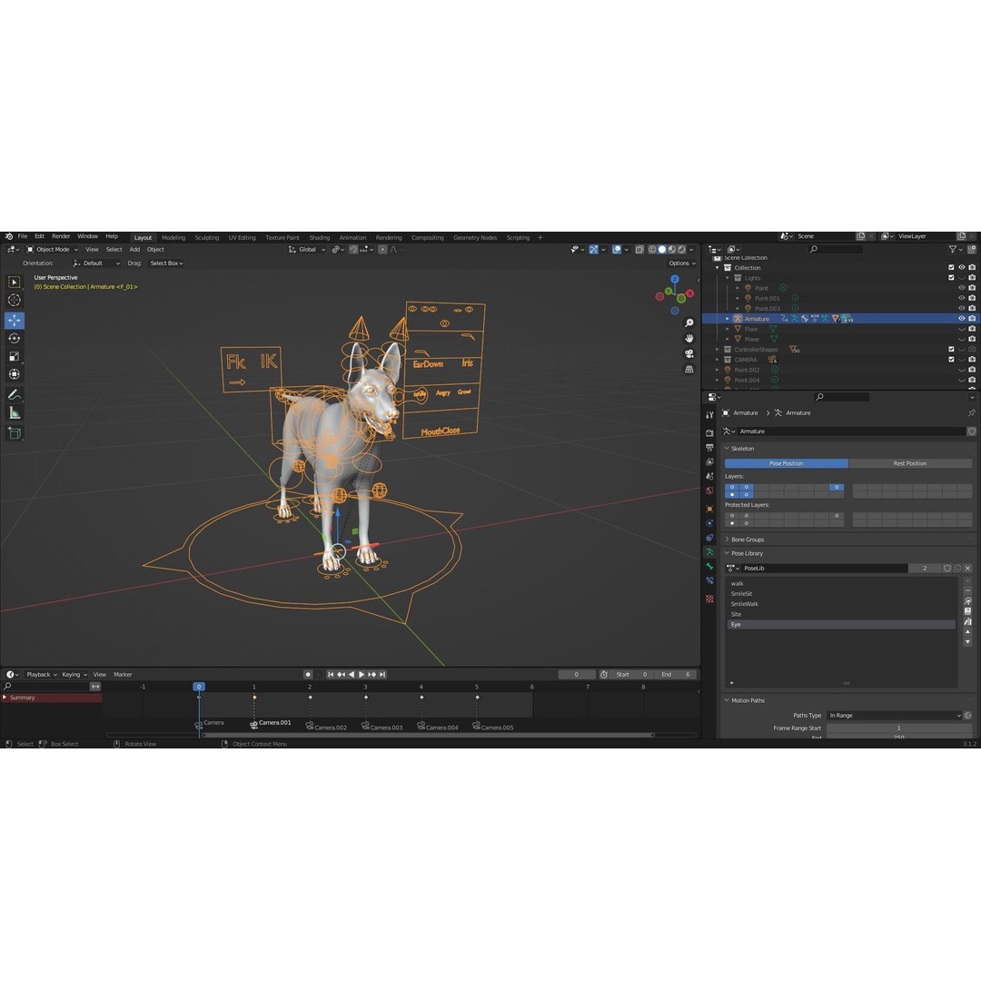 Fur White Dog 3D Model – Rigged Low Poly Animal Asset, Blender - View 21