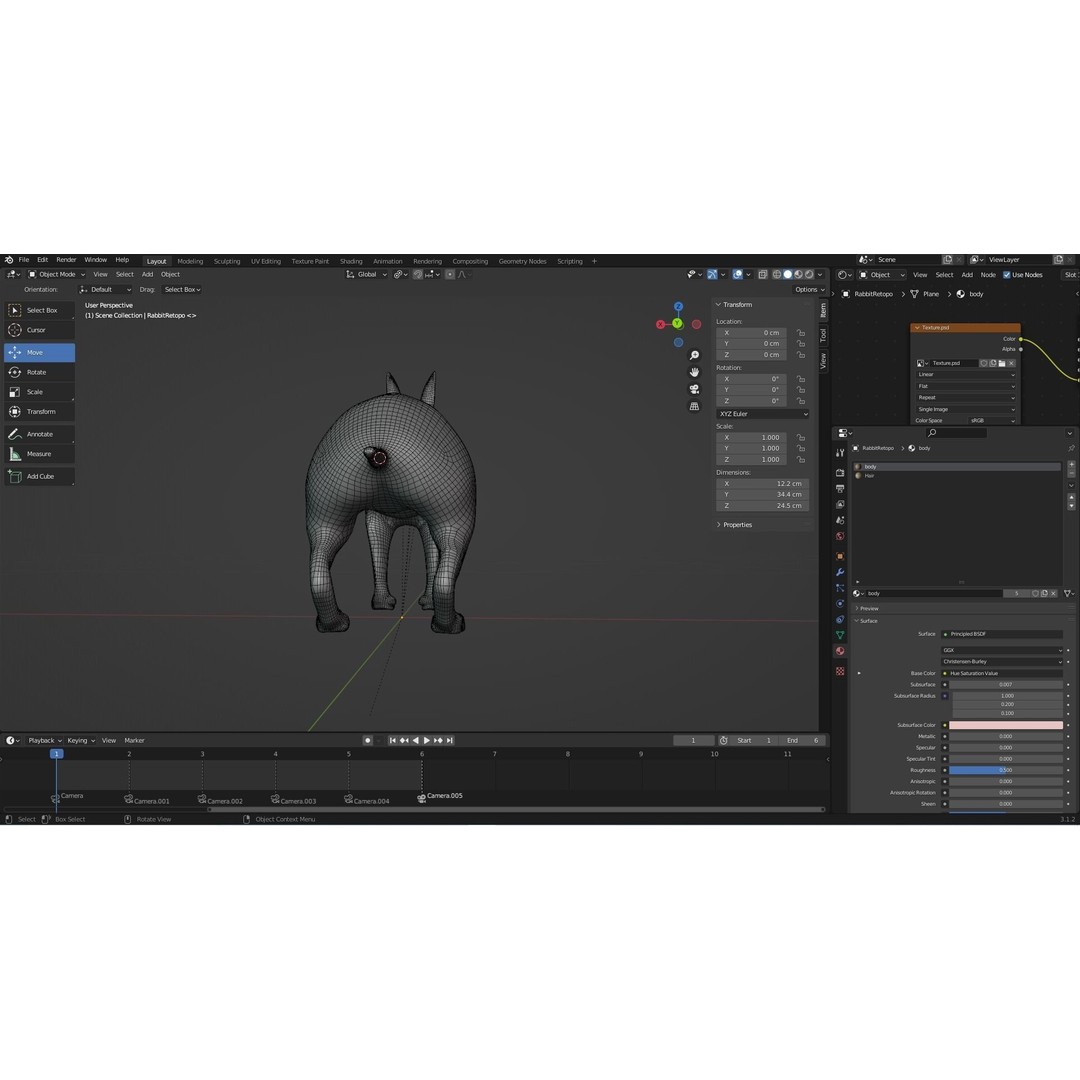 Gray Fur Rabbit 3D Model – Low Poly Rigged Animation, Blender & FBX - View 18