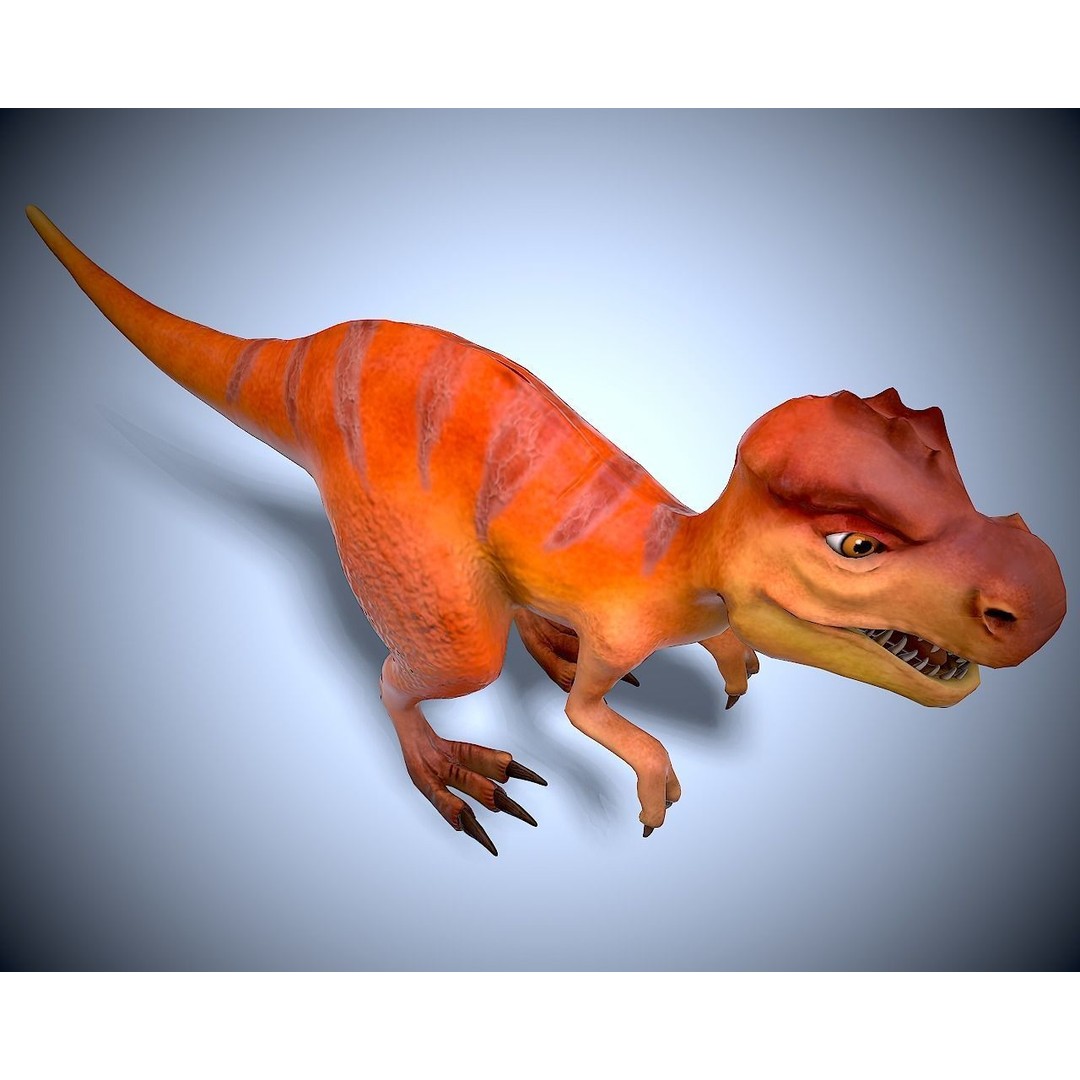 Cartoon Dino 3D Model – Low Poly Rigged Character with Animation - View 10