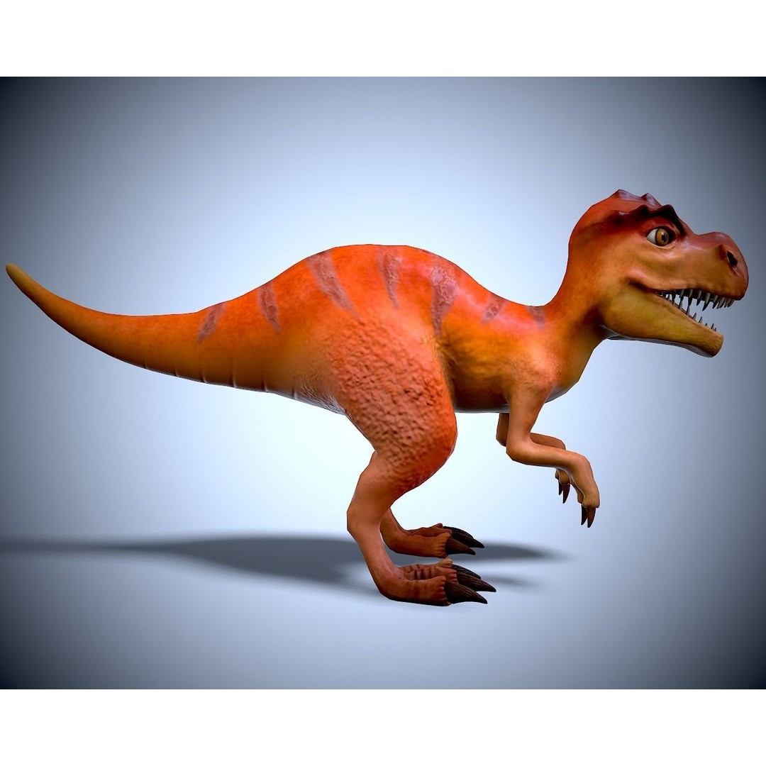 Cartoon Dino 3D Model – Low Poly Rigged Character with Animation - View 11