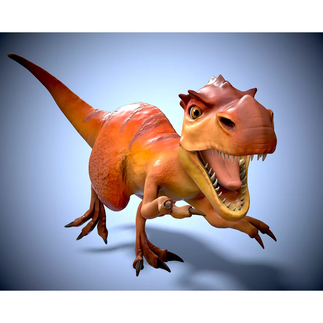 Cartoon Dino 3D Model – Low Poly Rigged Character with Animation - View 2