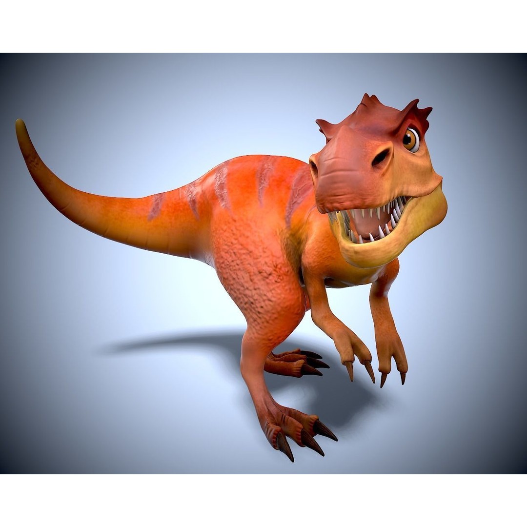 Cartoon Dino 3D Model – Low Poly Rigged Character with Animation - View 3