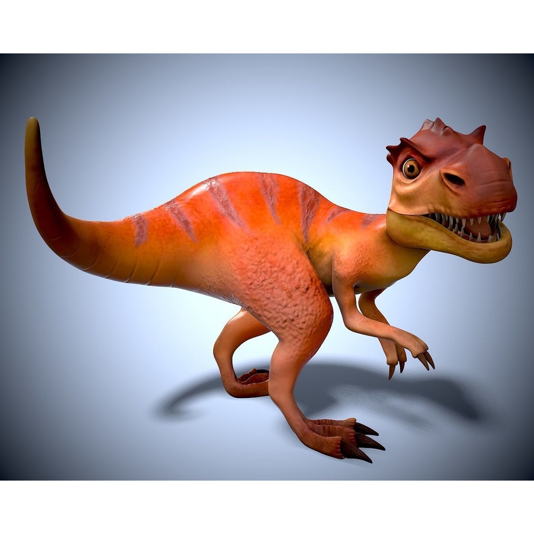 Cartoon Dino 3D Model – Low Poly Rigged Character with Animation - View 4