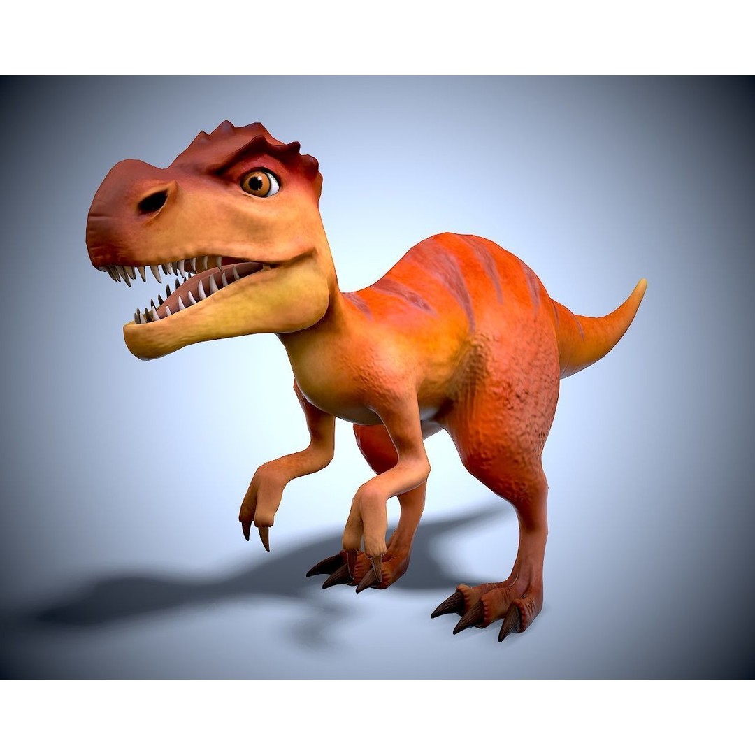 Cartoon Dino 3D Model – Low Poly Rigged Character with Animation - View 8