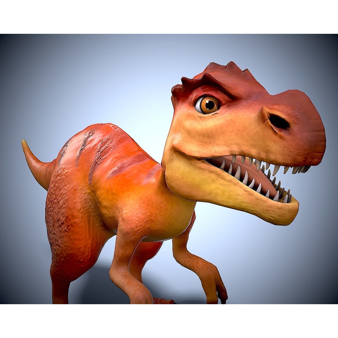 Cartoon Dino 3D Model – Low Poly Rigged Character with Animation - View 9