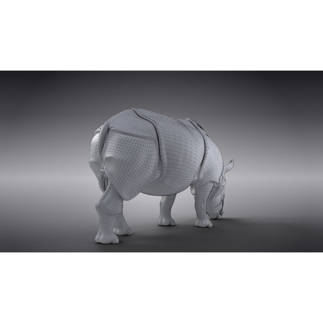 Indian Rhinoceros 3D Model – High Poly Rigged Animation, Blender