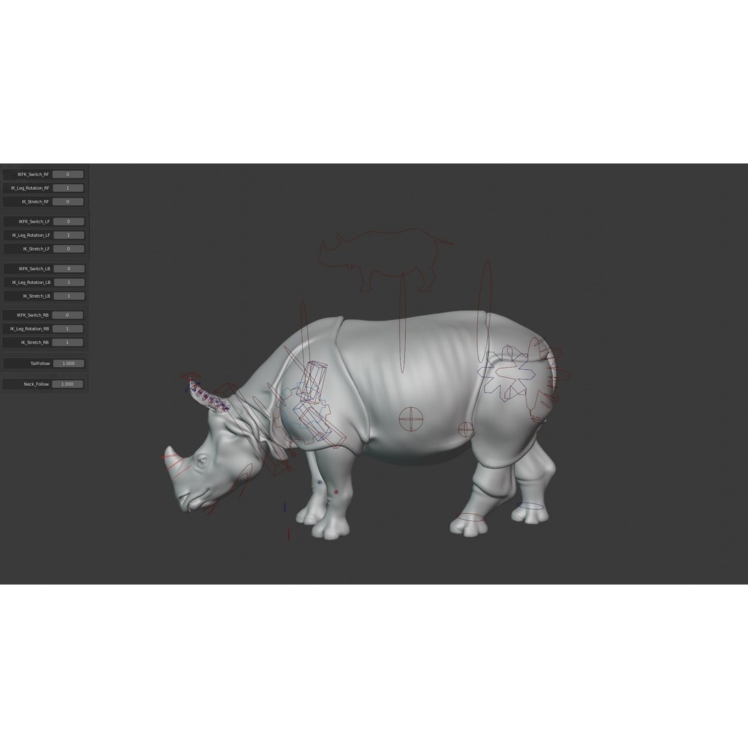 Indian Rhinoceros 3D Model – High Poly Rigged Animation, Blender - View 19