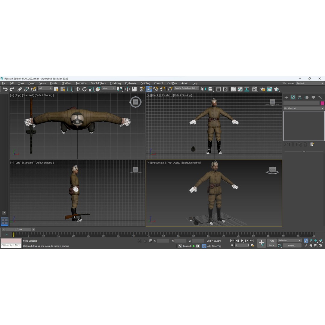 Soviet Soldier 3D Model – Low Poly Rigged Character with Weapon - View 14