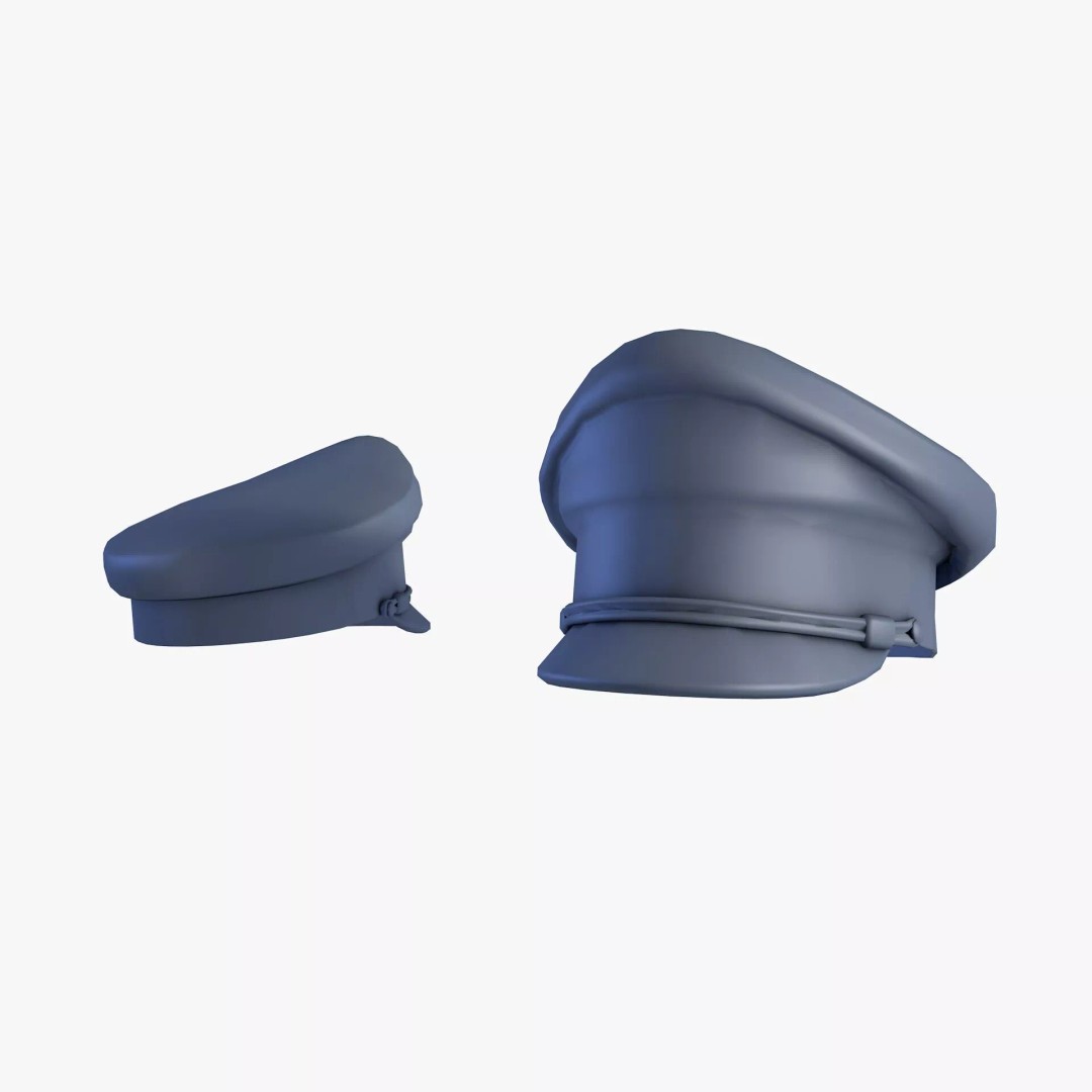 WWII SS German Officer Cap 3D Model – Low Poly Game Asset, FBX, OBJ