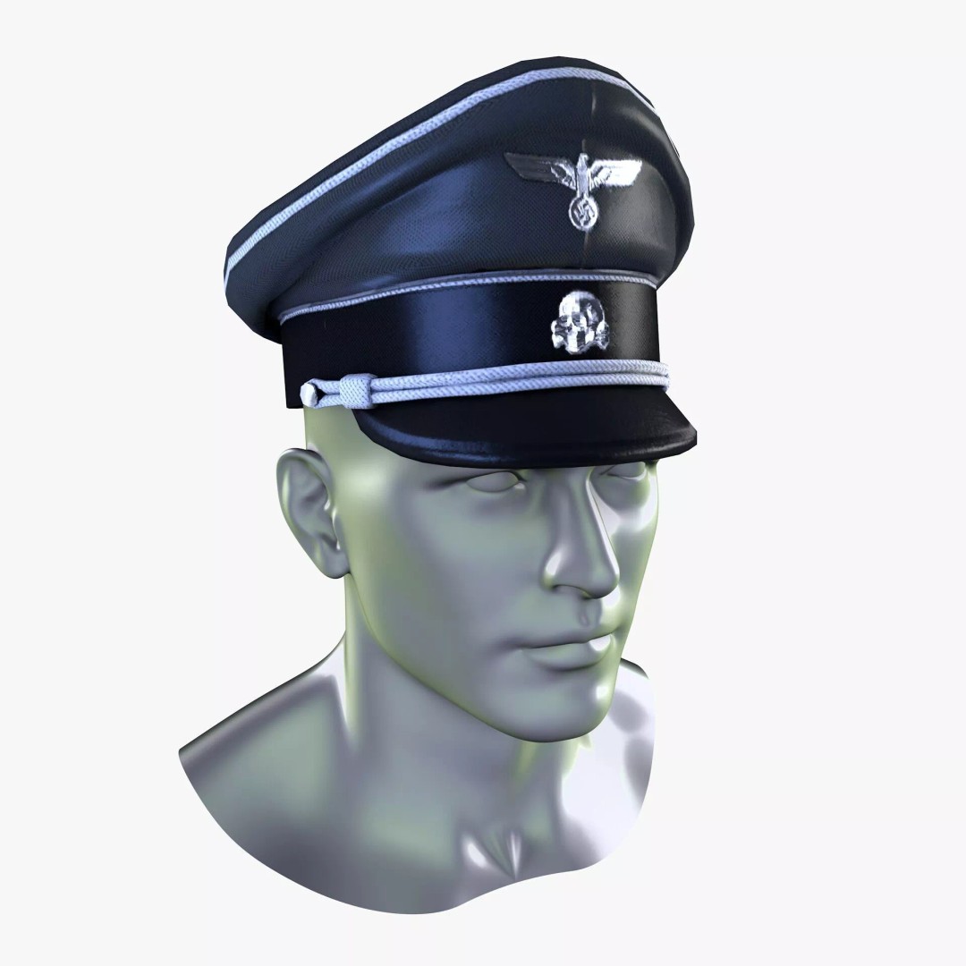 WWII SS German Officer Cap 3D Model – Low Poly Game Asset, FBX, OBJ - View 12