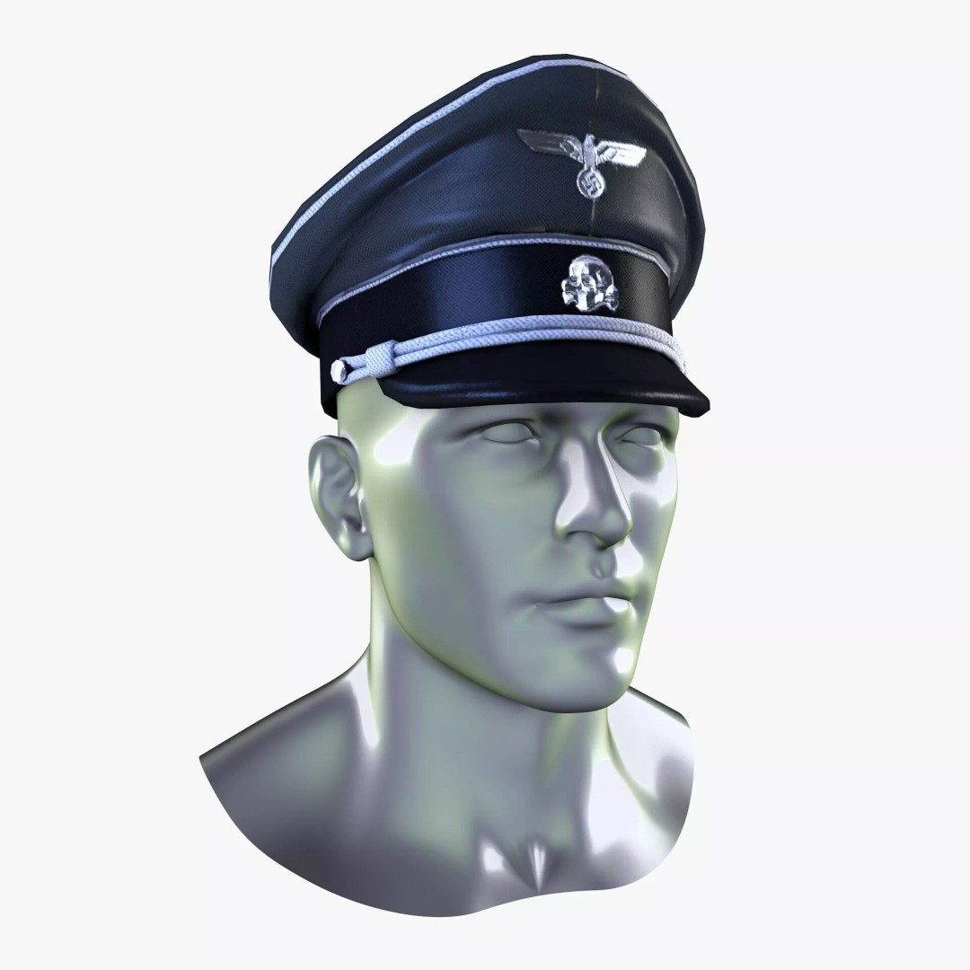 WWII SS German Officer Cap 3D Model – Low Poly Game Asset, FBX, OBJ - View 13