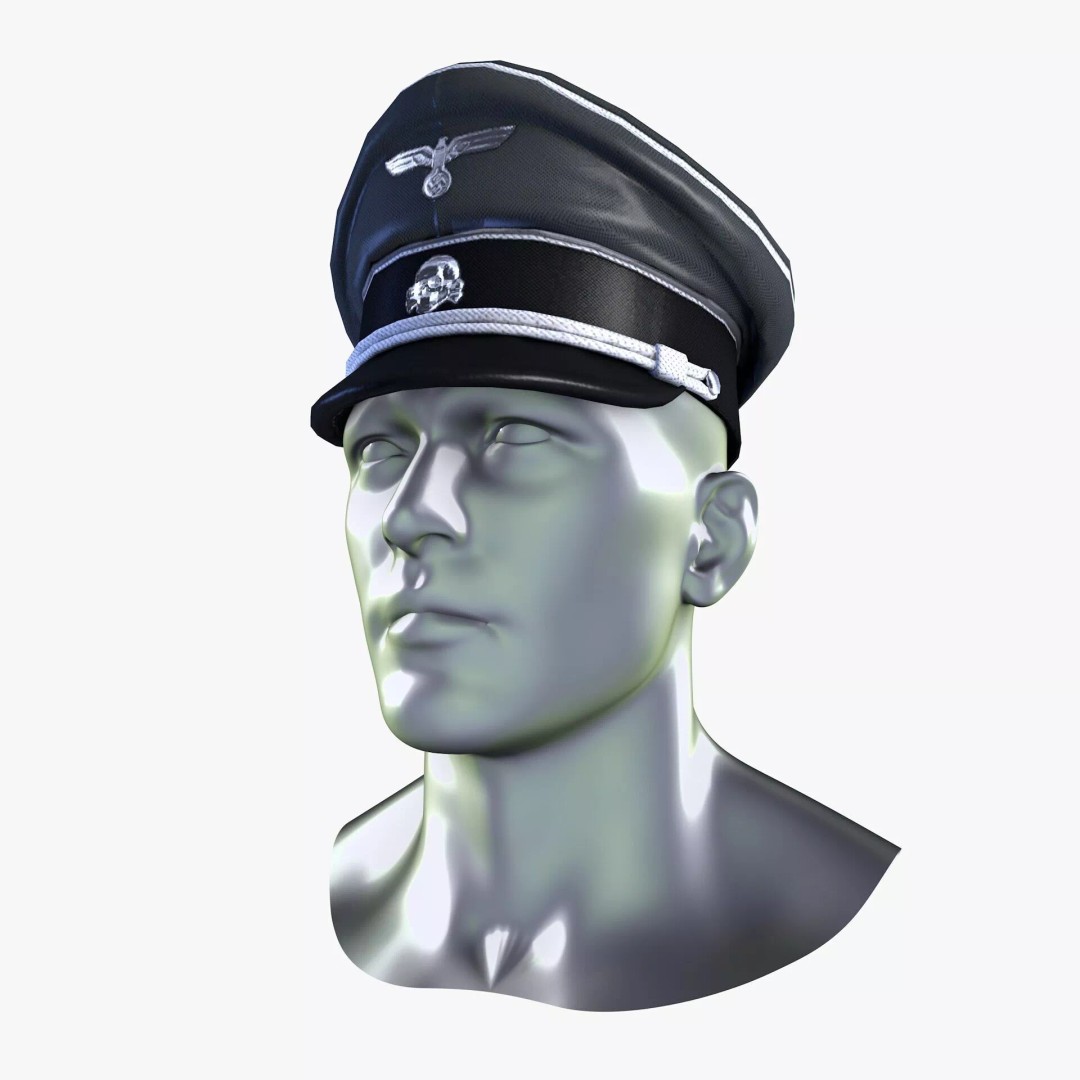 WWII SS German Officer Cap 3D Model – Low Poly Game Asset, FBX, OBJ - View 14