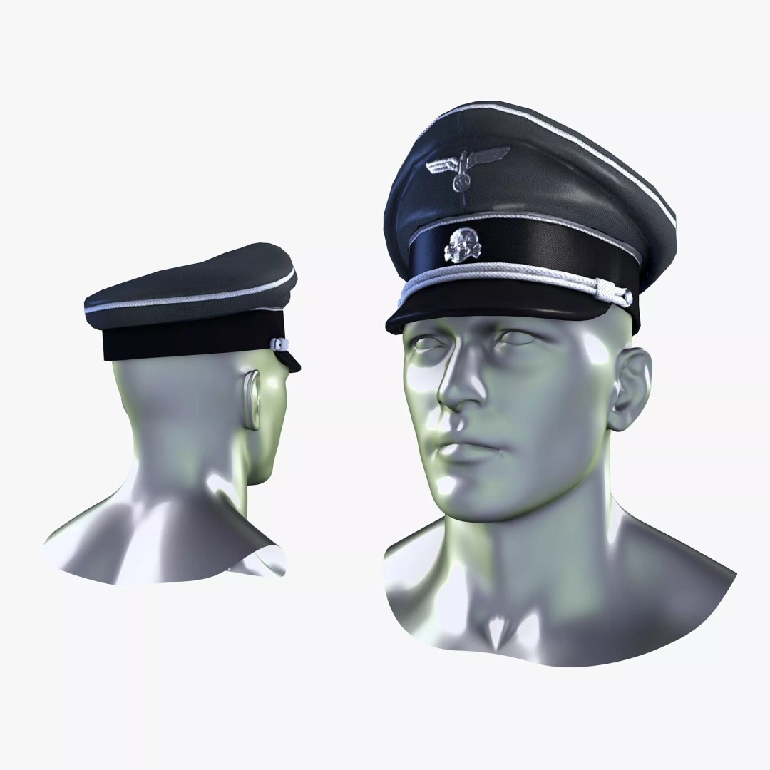 WWII SS German Officer Cap 3D Model – Low Poly Game Asset, FBX, OBJ - View 15