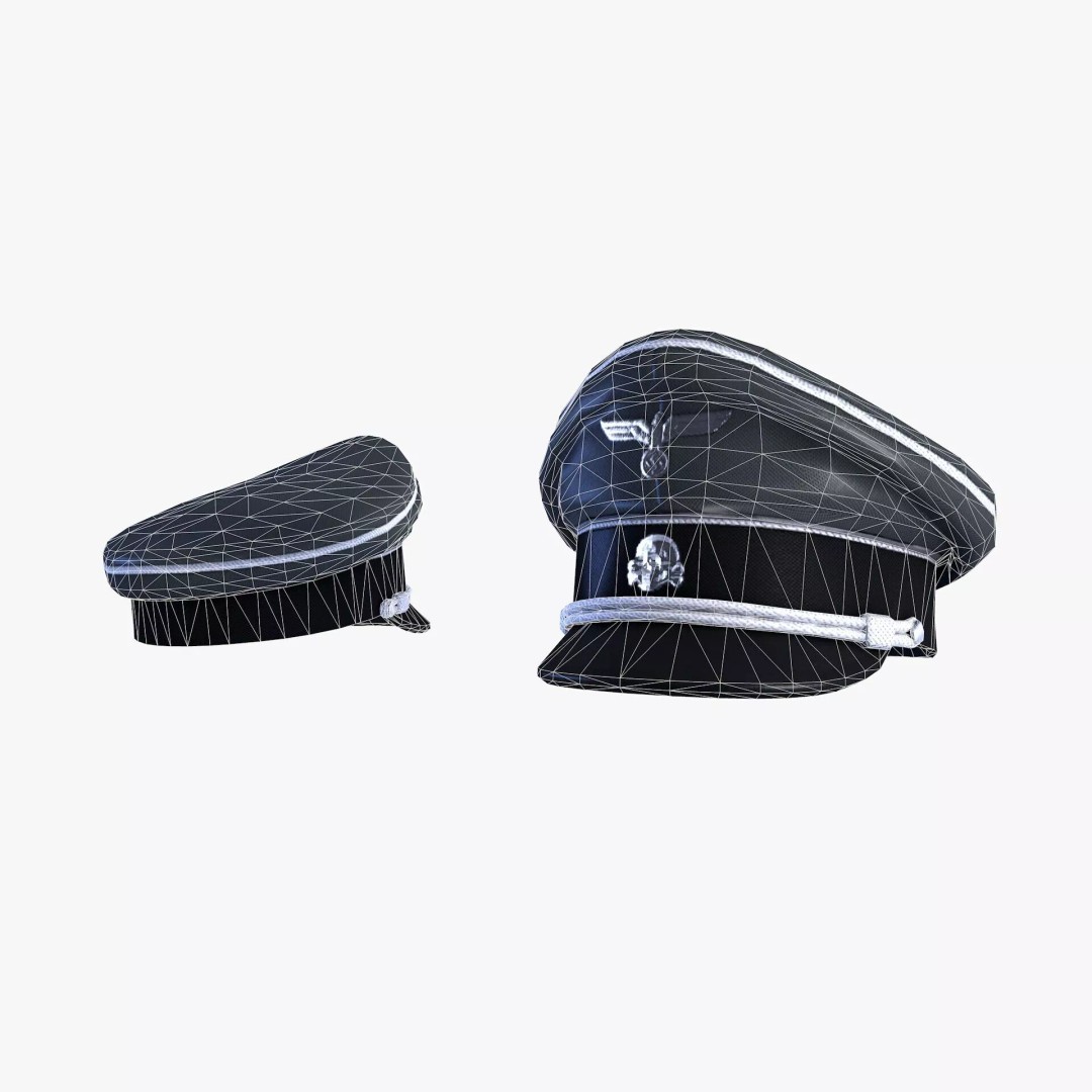 WWII SS German Officer Cap 3D Model – Low Poly Game Asset, FBX, OBJ - View 16