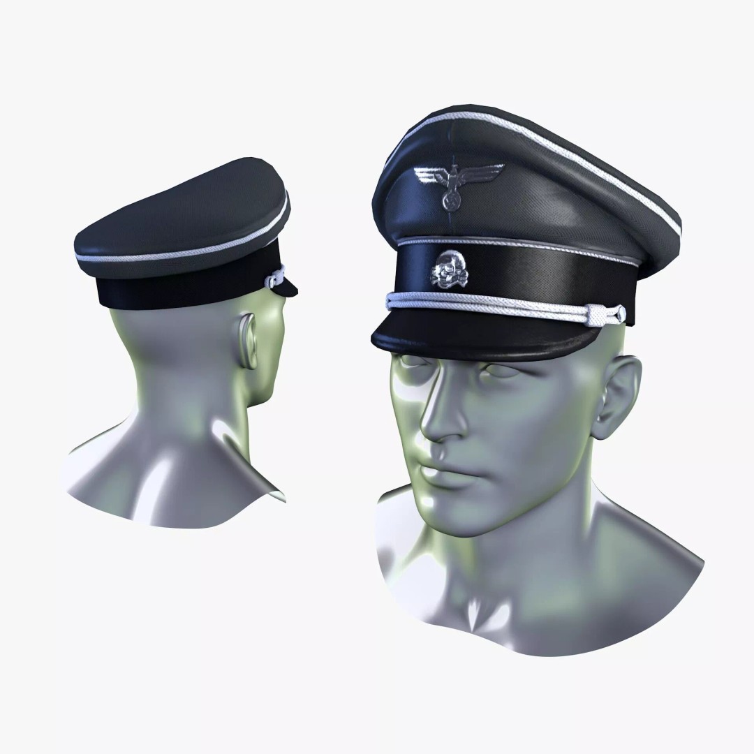 WWII SS German Officer Cap 3D Model – Low Poly Game Asset, FBX, OBJ - View 2
