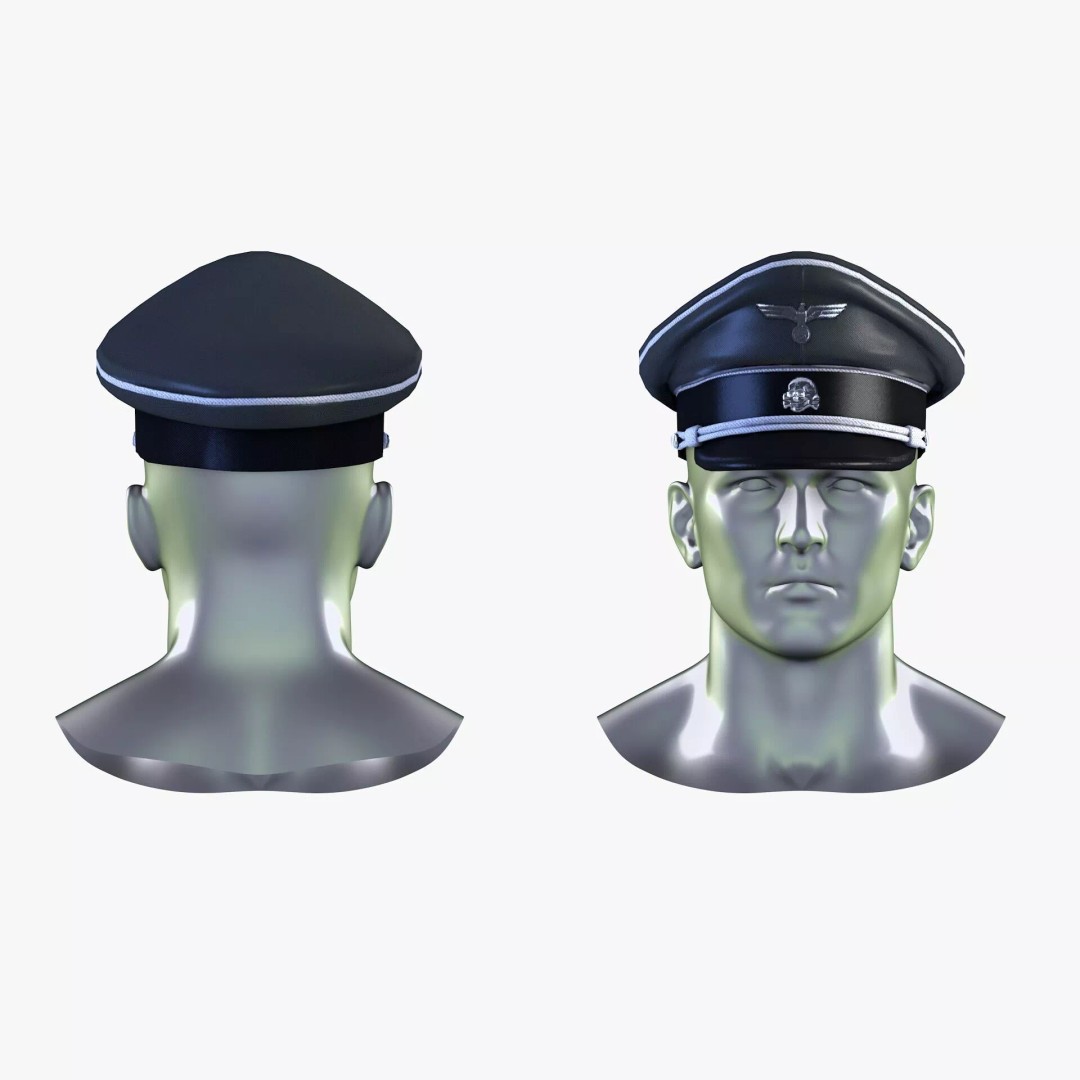 WWII SS German Officer Cap 3D Model – Low Poly Game Asset, FBX, OBJ - View 3