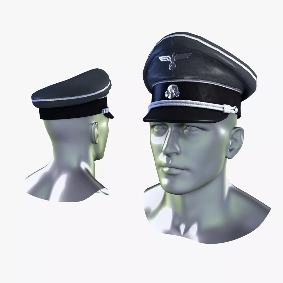 WWII SS German Officer Cap 3D Model – Low Poly Game Asset, FBX, OBJ - View 5