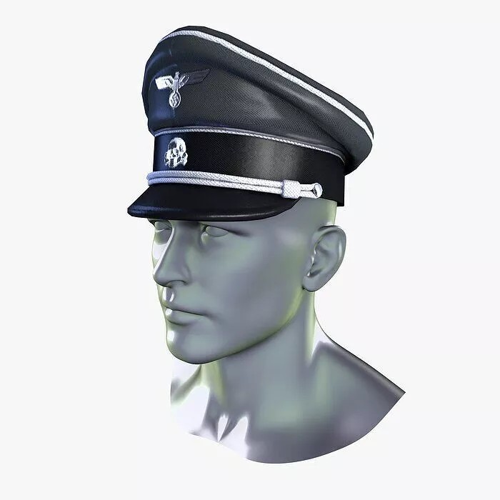 WWII SS German Officer Cap 3D Model – Low Poly Game Asset, FBX, OBJ - View 6