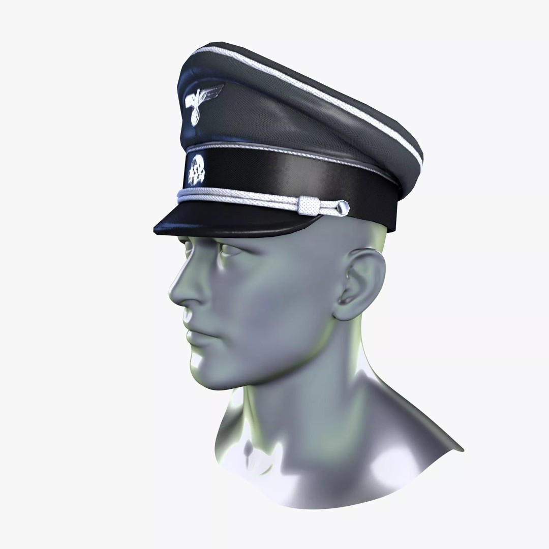 WWII SS German Officer Cap 3D Model – Low Poly Game Asset, FBX, OBJ - View 7