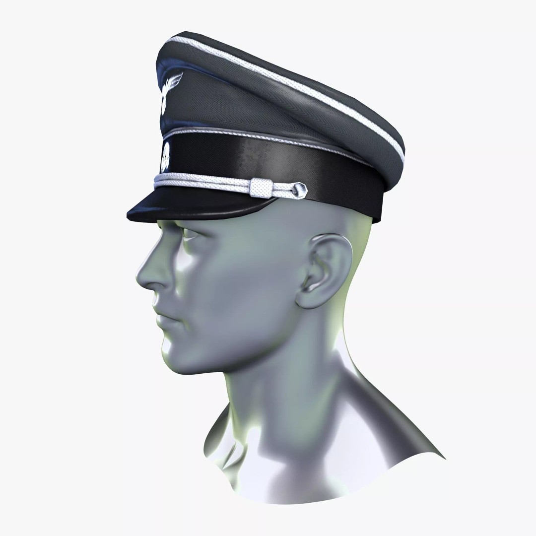 WWII SS German Officer Cap 3D Model – Low Poly Game Asset, FBX, OBJ - View 8